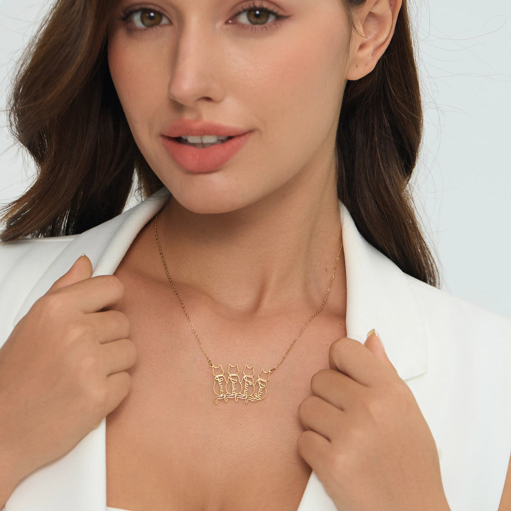 Złoty Naszyjnik „Koci Amulet Szczęścia” z Imieniem